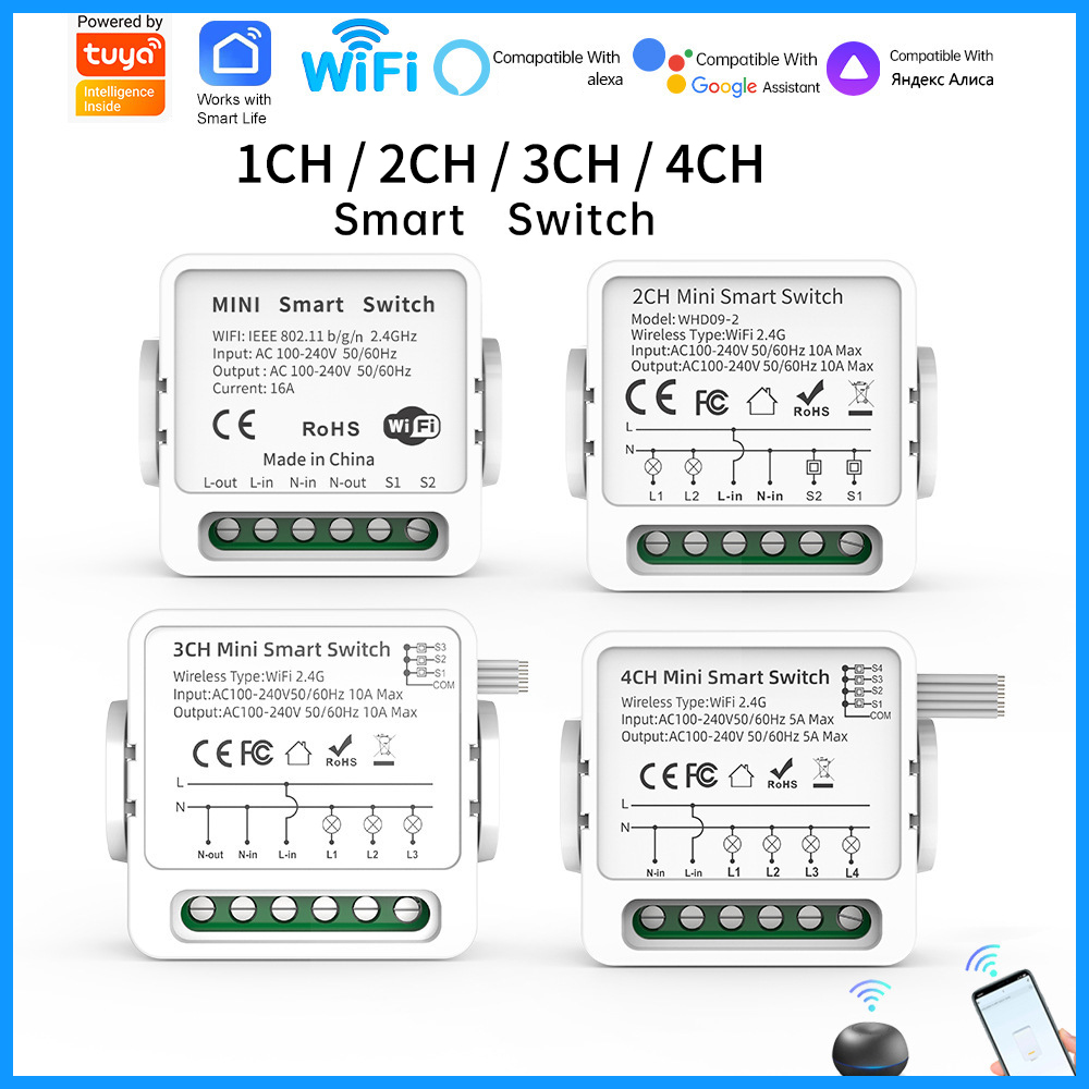 Tuya WiFi Smart Switch 1/2/3/4 - огляд і ціна Smart Light Switch