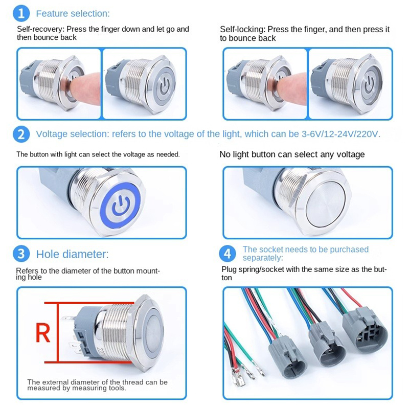 12/16/19/22mm Metal Push Butto - огляд і ціна Smart Light Switch