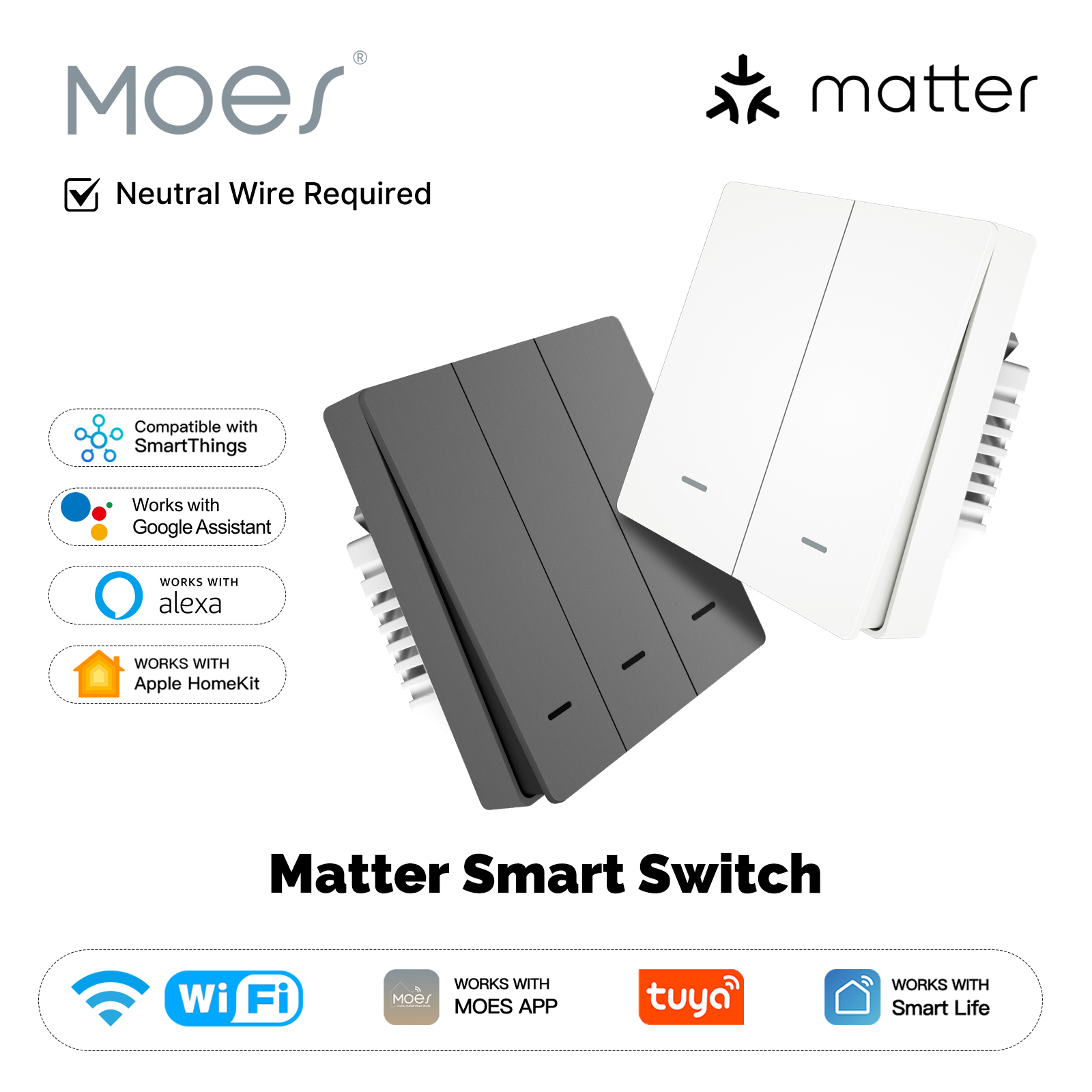 MOES Matter Tuya WiFi Smart Li - огляд і ціна Smart Light Switch